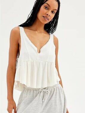 Urban Outfitters Ivory Ribbed Tank Top